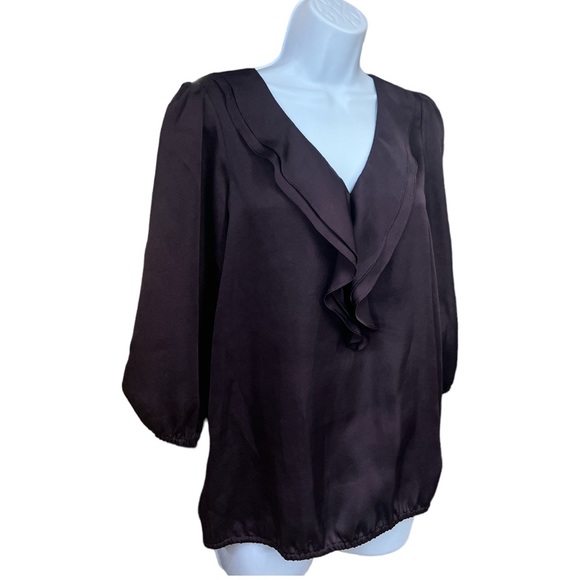 Sz Small Loft Ruffled V-Neck 3/4 Sleeve Top - Picture 3 of 7